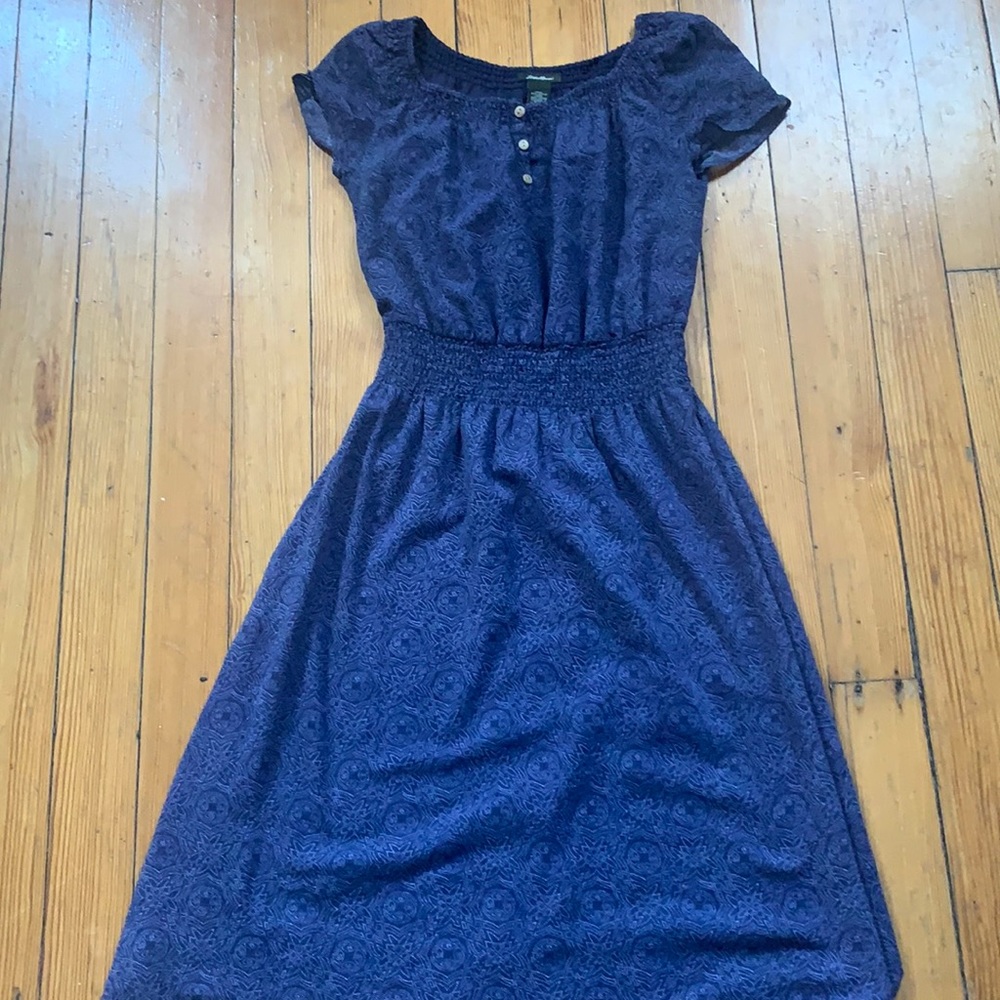 Eddie Bauer cap sleeved all cotton midi length dress EUC